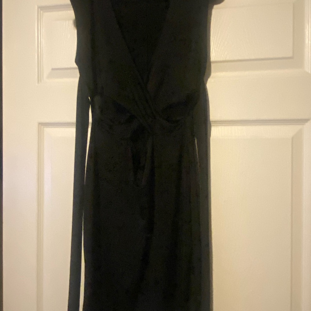 Charlotte Russe Black Sleeveless Wrap Midi Dress